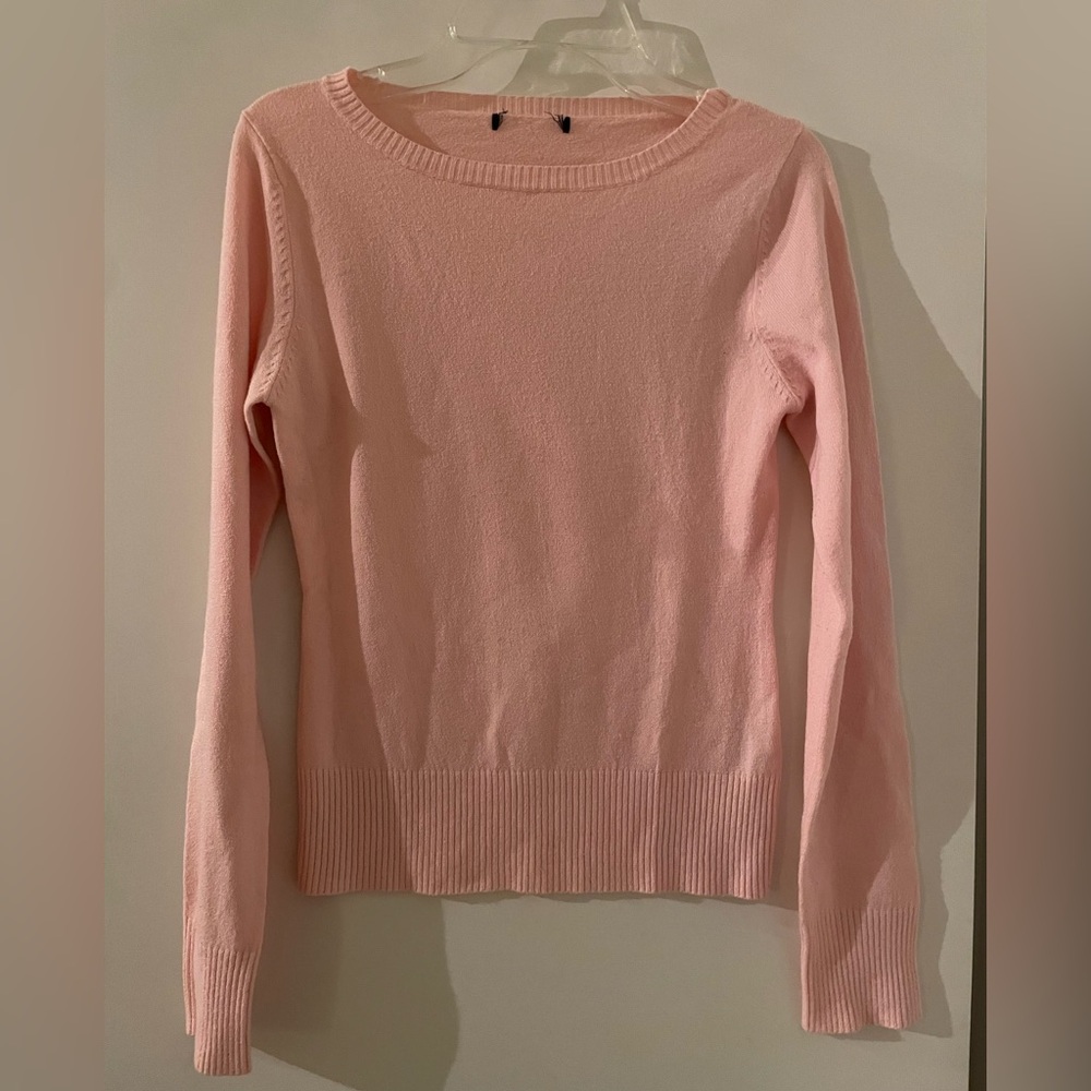 H&M Pastel Pink Boat Neck Long Sleeve Thin knit Sweater Lightweight